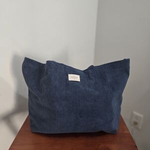 Sezane Blue Corduroy Tote Bag